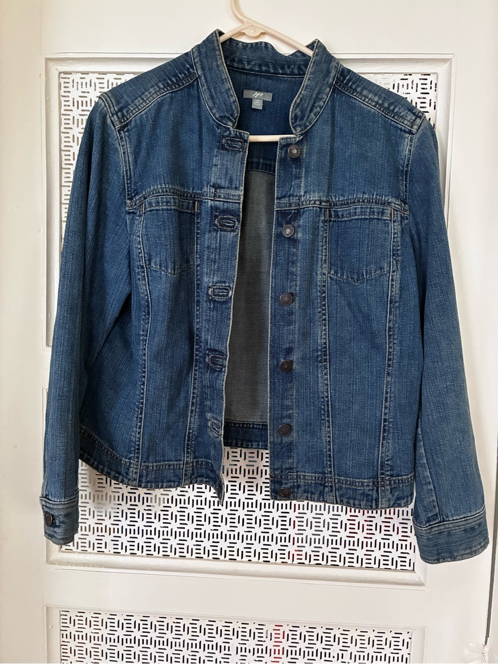 J. Jill Medium Blue Denim Jacket with Stand Collar
